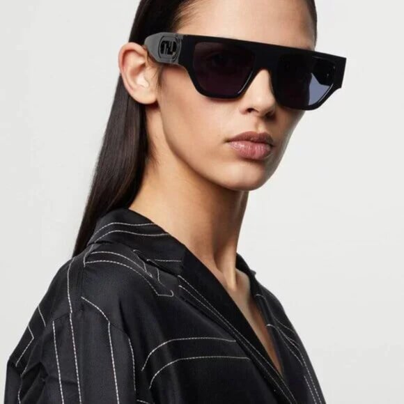 NEW FE40108U 01V FENDI SUNGLASSES SHINY BLACK UNISEX EYEWEAR FENDI